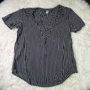 OLD NAVY | Black and White Striped Blouse